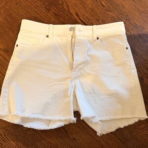H&M white Frayed Hem Denim Shorts